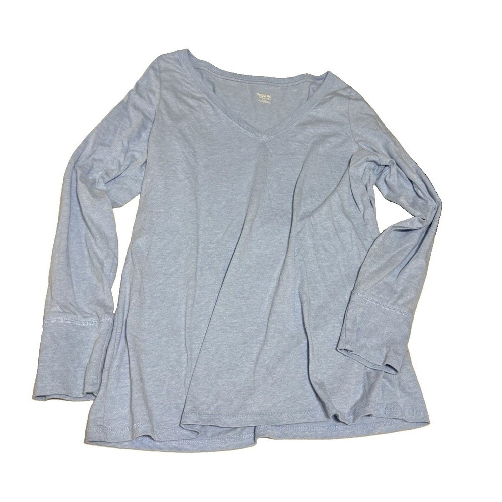 Mossimo Supply Co Women's XL Blue Knit Solid Scoop Neck Long Sleeve T-Shirt